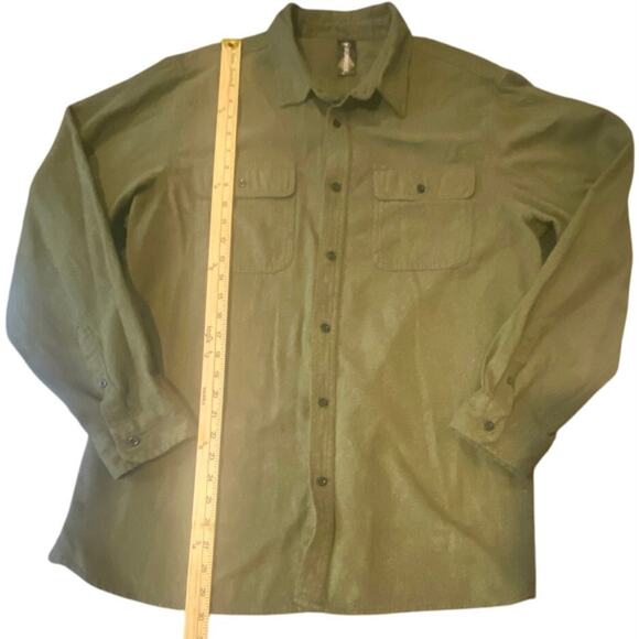 Burnside Olive Green Flannel Button-Up Shirt XL Heavyweight Workwear Style - Picture 2 of 7